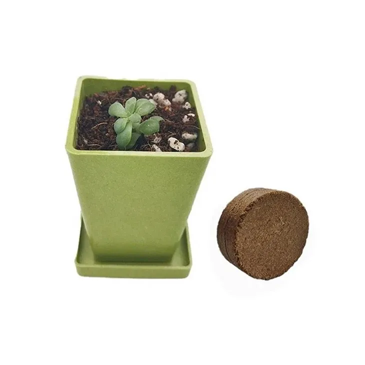 กระถางต้นไม้ไฟเบอร์ไม้ไผ่ทรงสี่เหลี่ยมขนาดเล็ก